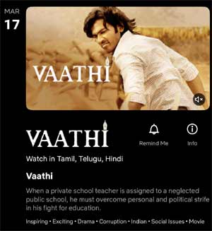 Official! Dhanush's 'Vaathi' to stream on OTT from THIS date