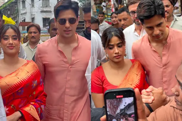 Photos : Janhvi Kapoor, Sidharth Malhotra Visit Lalbaugcha Raja Ahead of Param Sundari Releasea