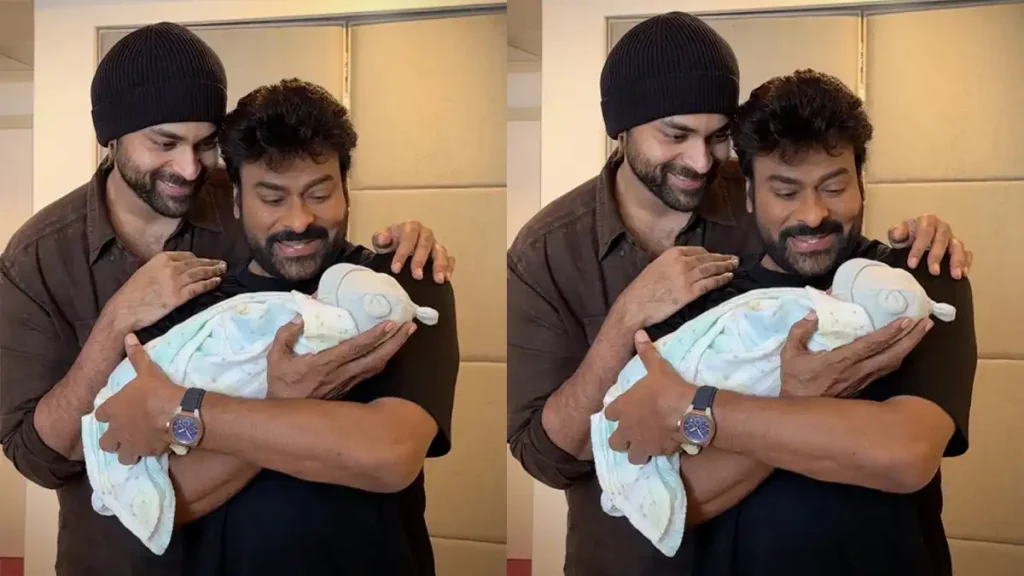 Mega Click of the Day: Chiranjeevi with Varun Tej & Lavanya’s Newborn