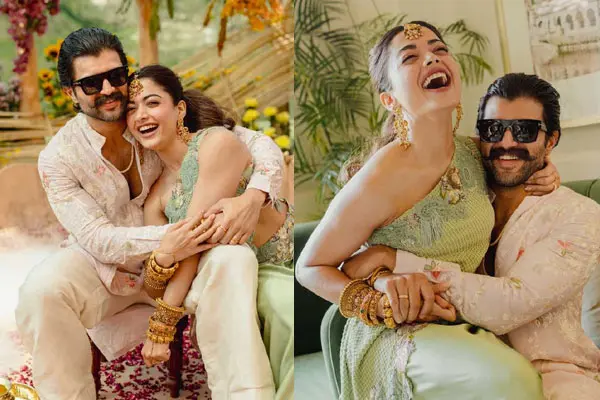 Photos : Unseen moments from Vijay Deverakonda and Rashmika Mandanna’s Haldi ceremony