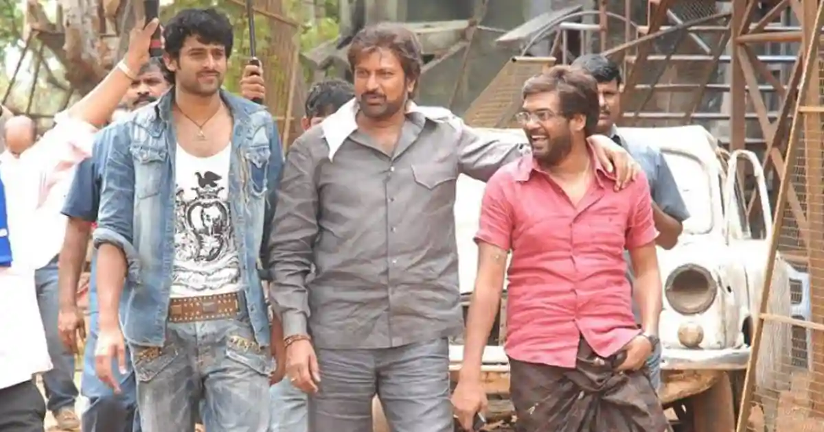 Lovely throwback picture: Prabhas, Mohan Babu and Puri Jagannadh on the sets of Bujjigadu