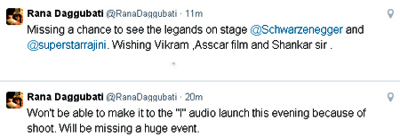 లెజెండ్ యాక్టర్స్ ను చూసే అవకాశం మిస్ అయ్యాను - రానా 2 Rana-twitt