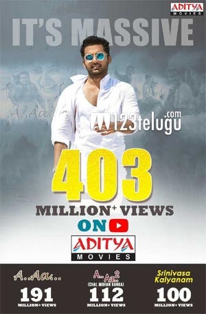 నితిన్ మూడు సినిమాలతో 400 మిలియ‌న్ల వ్యూస్ సాధించాడు.