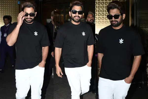 లేటెస్ట్ ఫోటోలు: ముంబై ఎయిర్ పోర్ట్ లో స్టైలిష్ ఎంట్రీ ఇచ్చిన అల్లు అర్జున్