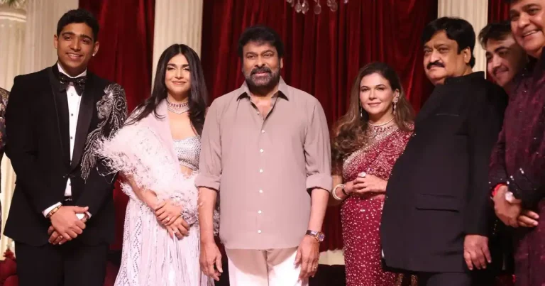 పిక్ టాక్ : సునీల్ నారంగ్ కుమార్తె రిసెప్షన్‌లో మెగాస్టార్ చిరంజీవి సందడి